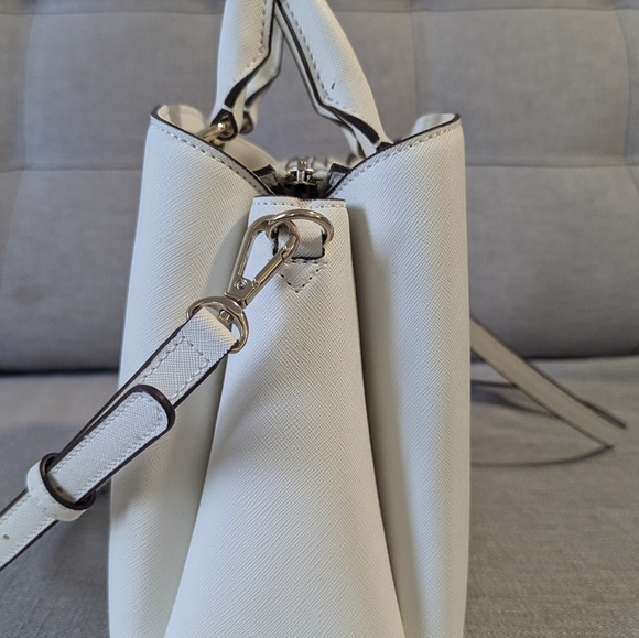 NEW DKNY White Gold Paige Genuine leather Medium Satchel, with convertible strap - Picture 12 of 14